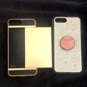 🟦Woman’s Bundle of 2 Gold and Silver Rhinestone Phone Case with Stand